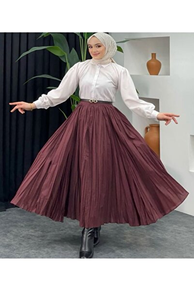 Kurtayfashion Kadın beli lastikli yüksek bel kraş etek