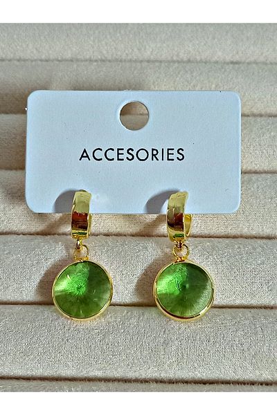 mos&more Green Stone Round Timeless Savior Stylish Women's Earrings