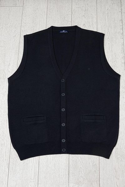 Woolen World Pocketed V-Neck Oversize (Large Size) Buttoned Wool Knitwear Vest