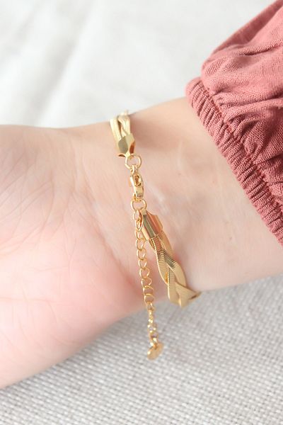 NEZADE STORE Gold Color Spiral Steel Italian Chain Women's Bracelet - Lisinya
