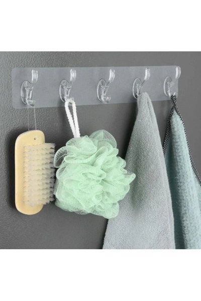 hipiylow 5 Li Kendinden Yapışkanlı Kancalı Askı Seti Banyo Mutfak Vb