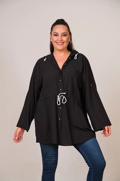 Lady Majestic Cămașă de damă cu glugă mărimi plus
