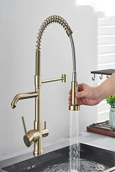 Flextail Mutfak Evye Bataryası Spiralli Ve Fiskiyeli Altın Su Arıtma Çıkışlı ...