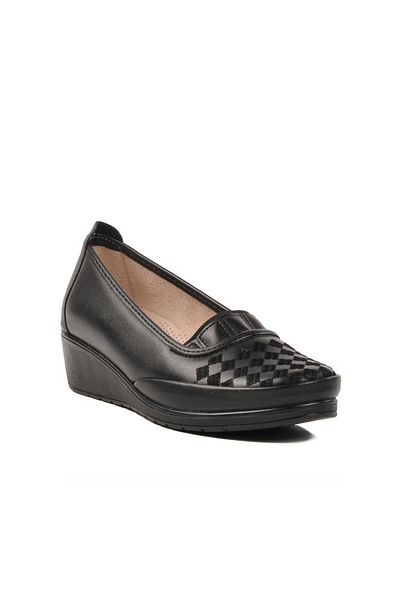 AYAKMOD Pantofi casual de damă din piele naturală neagră