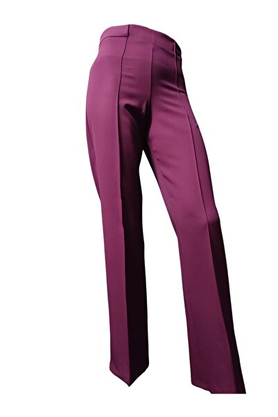 modayiğit Bordo kadın 6 düğmeli ceket pantolon takım