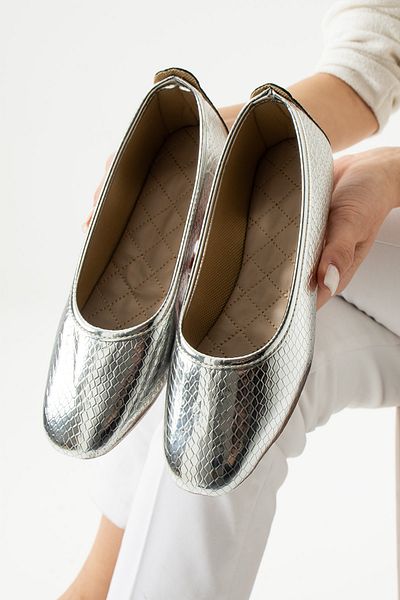 STOCON Hana Trend Silver Ballerina - Γυναικεία, Casual, Παπούτσια γραφείου STC1087