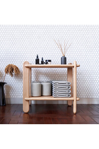 Nevorn Cofa Doğal Masif Ahşap Kare Sehpa 58 Cm