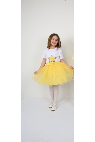 Ümiteks world of clothes Costumul 23 aprilie - Set fustă tutu galbenă și tric...
