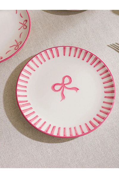 LC Waikiki Pink Printed Ceramic Cake Plate Set of 4 21 cm