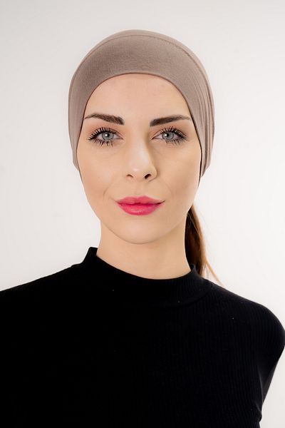 Şalcenneti.com Front Seamless Ready Practical Snap Plain Mink Color Pipe Bonnet