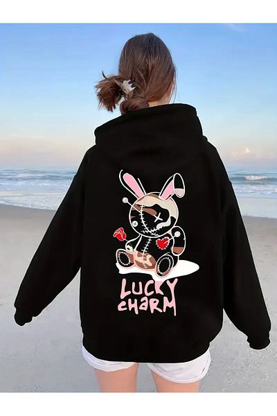 Pink Sky Φούτερ με στάμπα Rabbit Unisex Oversize