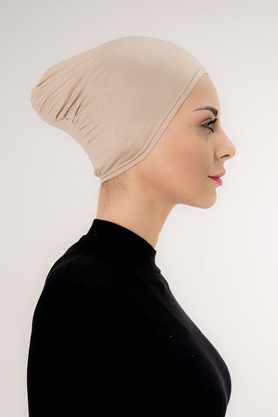 Şalcenneti.com Practical Stone Color Bonnet with Snap-On Front Stitching