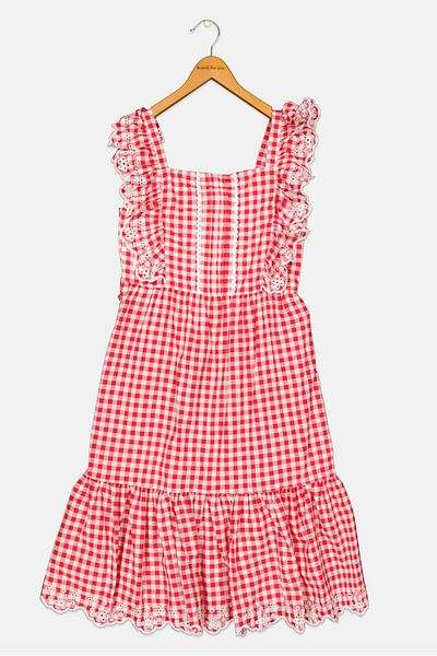 Nicole Miller Kids Girl Gingham Pattern Dress, Red