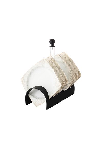 Dania A set of porcelain dishes with a black stand, 6 pieces
