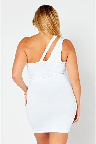 NA-KD Women One Shoulder Cut Out Mini Dress, White