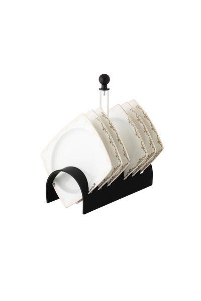 Dania A set of porcelain dishes with a black stand, 6 pieces