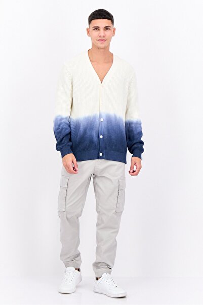 Perry Ellis Men V-Neck Two-Tone Cardigan, Off White