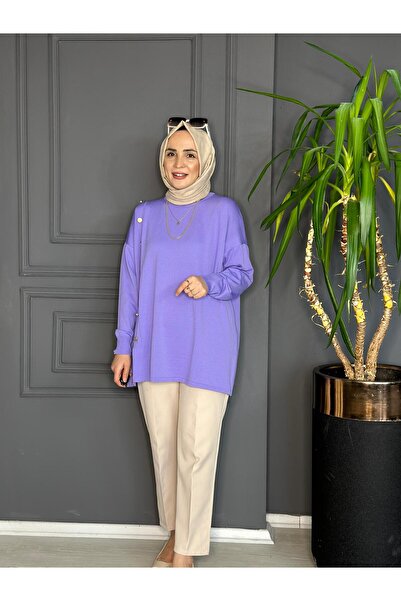 Marka 40986 ÇARPRAZ DÜĞME DETAY MERSERİZE LİLA