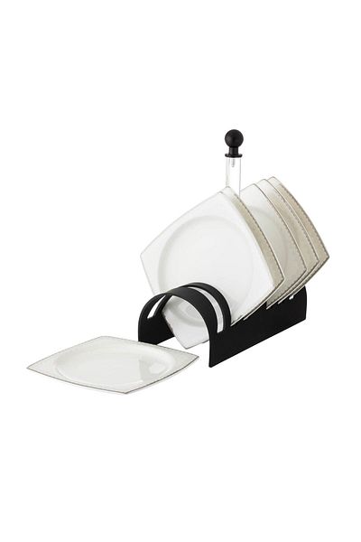 Dania A set of porcelain dishes with a black stand, 6 pieces
