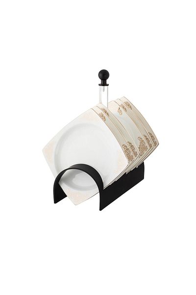 Dania A set of porcelain dishes with a black stand, 6 pieces
