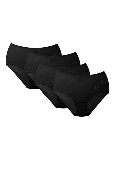 Kom Set de chiloți de bază din bumbac modal lycra cu talie înaltă, negru, 4 piese KQ.OBSCMXKLT.1K.M1.K6
