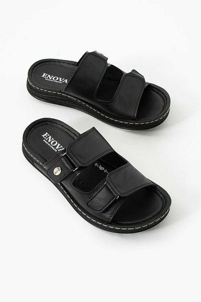 mackrock sports Men's Leather (Artificial) Orthopedic Comfortable Sole Velcro Adjustable Stitched Stylish Inside-Out Men's Slippers