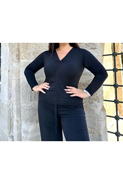 MODA Large Size Front Gathered Blouse