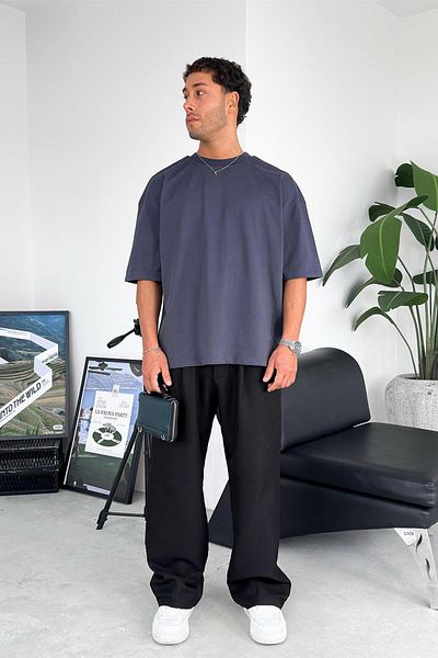 HAFKAGİYİM Καπνιστό Cozy Basic Soft Oversize T-Shirt