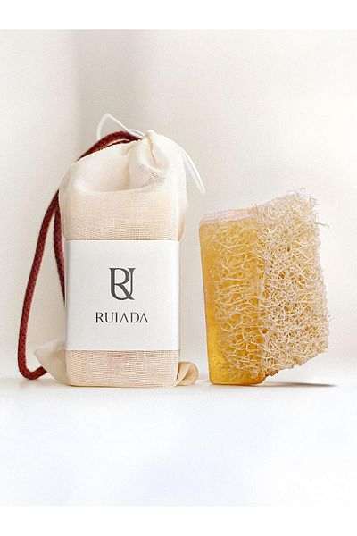 RUIADA صابون ألياف اليقطين بخلاصة الأرز الطبيعي 100% 130 جرام. (صناعة يدوية)