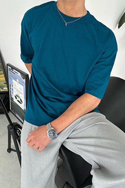 HAFKAGİYİM Μπλουζάκι Petrol Cozy Basic Soft Oversize