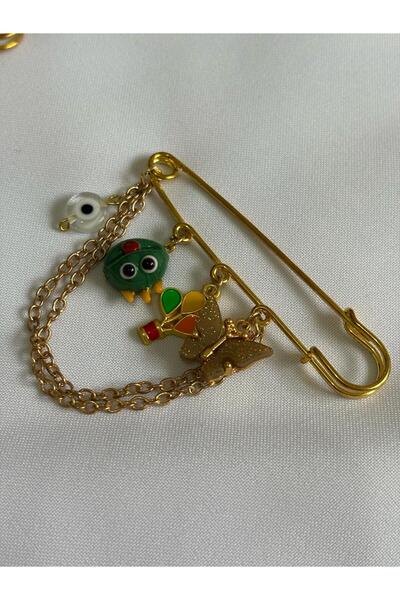 Bestofcase Yeşil Kalp Desenli Nazar Boncuklu Yaka İğnesi