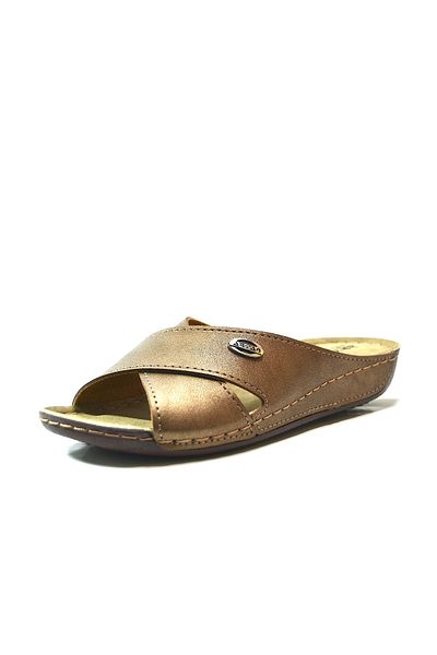 Onlo Ayakkabı Onlo Shoes ARYN.086 Χάλκινες & Μαύρες Ανατομικές Καθημερινές Γυναικείες Μητρικές Παντόφλες