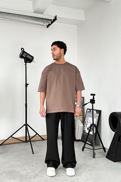 HAFKAGİYİM Ανοιχτό καφέ Cozy Basic Soft Oversize T-Shirt
