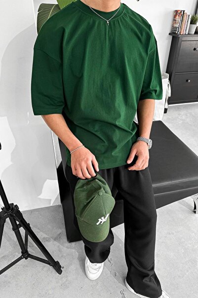 HAFKAGİYİM Πράσινο Cozy Basic Soft Oversize T-Shirt