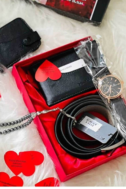 expreshediye İsim Yazılı Erkek Kemer Cüzdan Saat Seti, İsimli Cüzdan Saat Kiş...