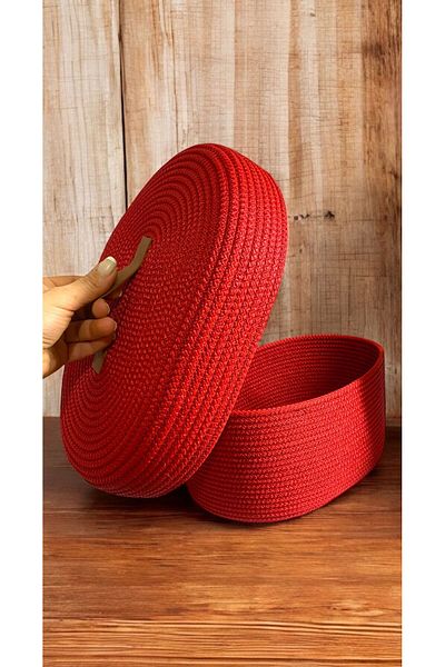 AYŞE SERHOŞOĞLU HOME DESİGN Wicker Basket, Decorative Basket with Lid, Multi-Purpose Box, Oval Potato Onion Basket