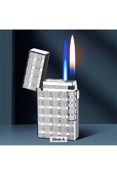 HK GİFT SHOP Jet meşale çakmağı yumuşak alev çakmağı 2'si 1 arada, metal rüzgar geçirmez doldurulabilir