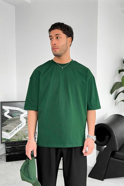 HAFKAGİYİM Πράσινο Cozy Basic Soft Oversize T-Shirt