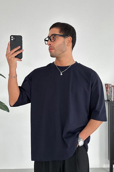 HAFKAGİYİM Μπλουζάκι Navy Blue Cozy Basic Oversize