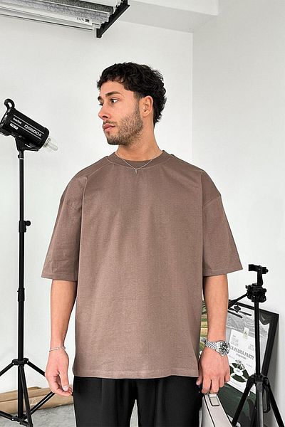 HAFKAGİYİM Ανοιχτό καφέ Cozy Basic Soft Oversize T-Shirt