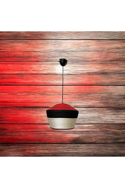 AYŞE SERHOŞOĞLU HOME DESİGN Decorative Wicker Chandelier, Modern Chandelier, Design Chandelier, Rustic Chandelier, Light Mink Black Red Pendant Lamp Av