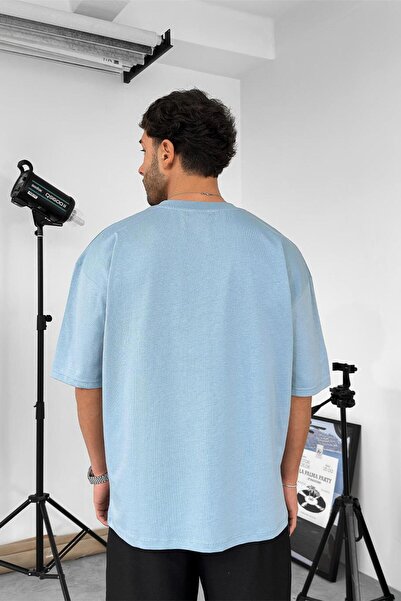 HAFKAGİYİM Baby Blue Cozy Basic Soft Oversize T-Shirt