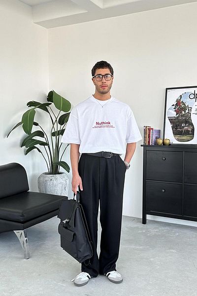HAFKAGİYİM Λευκό μπλουζάκι Nothink Oversize