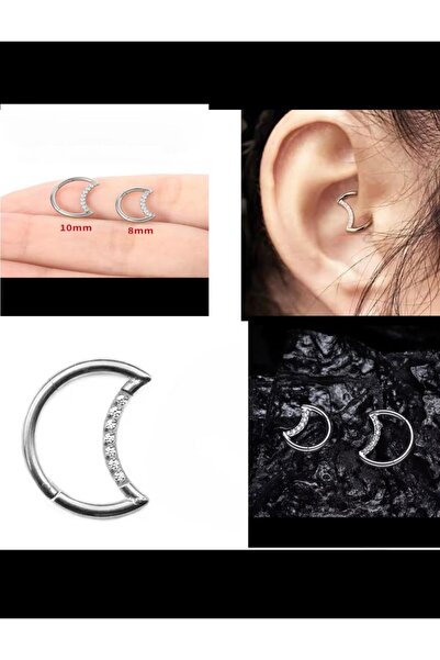 Arescollection G23 TİTANİUM ZİRKON TAŞLI AY ŞEKLİNDE DAİTH SEPTUM UYUMLU 1 AD...
