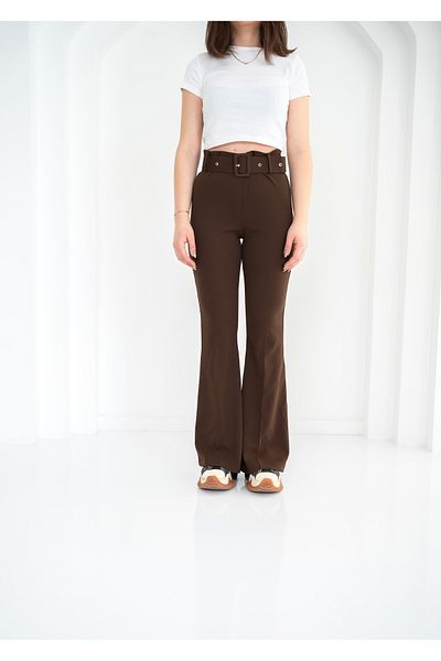 ADEL MODA Stylish and Comfortable Belted Flared Trousers - Trend Model