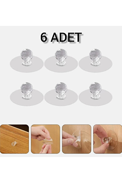 Home 6 Adet çok amaçlı kendinden yapışkanlı şeffaf kristal topuz çekmece dola...