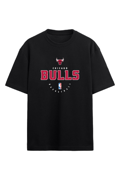 BA Sportswear تي شيرت أسود كبير الحجم لكرة السلة في شيكاغو