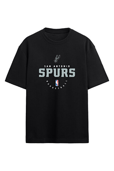 BA Sportswear تي شيرت سان أنطونيو لكرة السلة أسود كبير الحجم