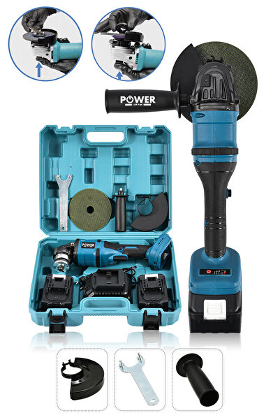 POWER BLACK 125 Mm Şarjlı Taşlama 2 Adet Akü Bedava-mavi