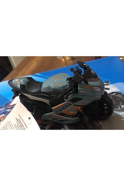 Asya Oyuncak Toy Friction Police Motorcycle 15 cm Khaki Gray Model Motorcycle